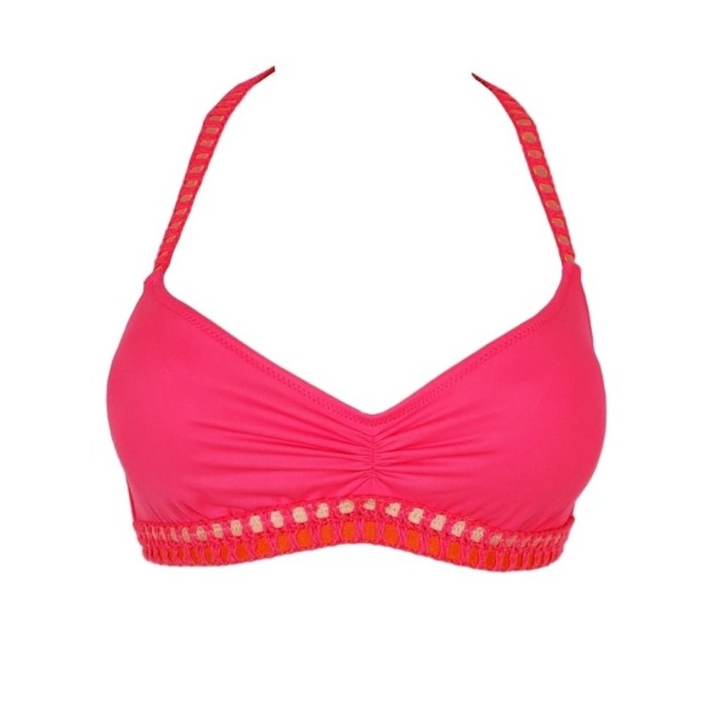 Victoria's Secret Womens Pink Crochet Racerback Bikini Swimsuit Top Size S